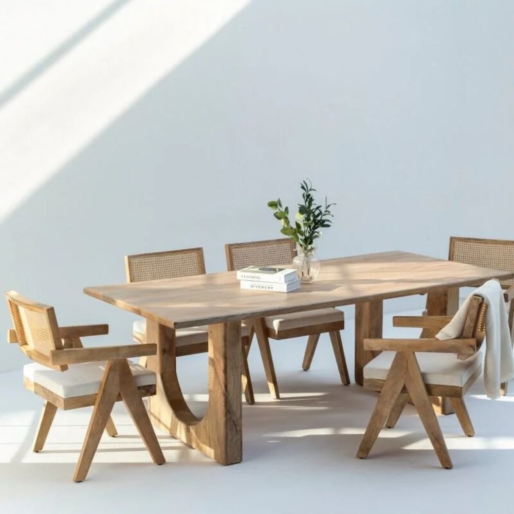 Picture of Arura Wood Rectangular Dining Table with Hollow Legs – Blueheaven ...